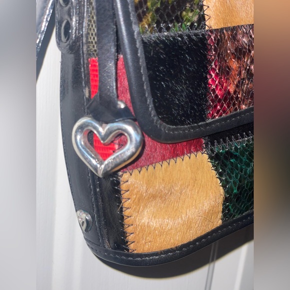 Brighton Limited Edition Crossbody Bag Multicolor Patchwork Leather Snap M - Picture 5 of 7